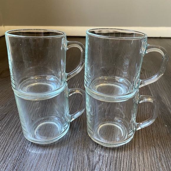 Other - Clear Glass Coffee Cup Mug Cafe Crystal 16oz Coffee Set of 4